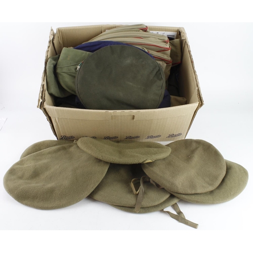 237 - Box of over 30x Berets, some with Badges (Buyer collects)