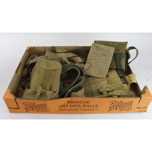 239 - Box of WW2 Militaria to include cased Bino's, Sten Mags, and Bandolier, Slings, etc  (Qty)  Buyer co... 