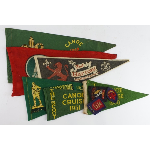 240 - Boy Scouts Memorabilia - cloth pennants, bagdes etc, dated 1949-1955  (9)