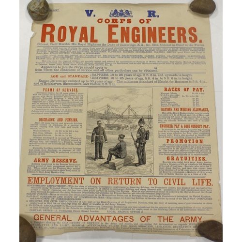 247 - British Army Victorian original recruiting poster, The Royal Engineers, August 1898, some age wear, ... 