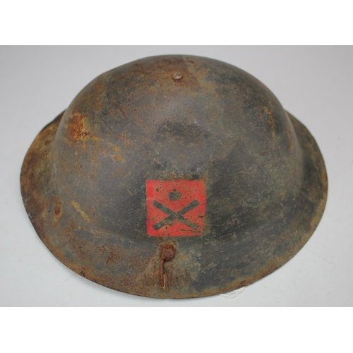 256 - British WW1 Cruise helmet, worn by Tank and Machine gun crews mostly, offering eye protection, compl... 