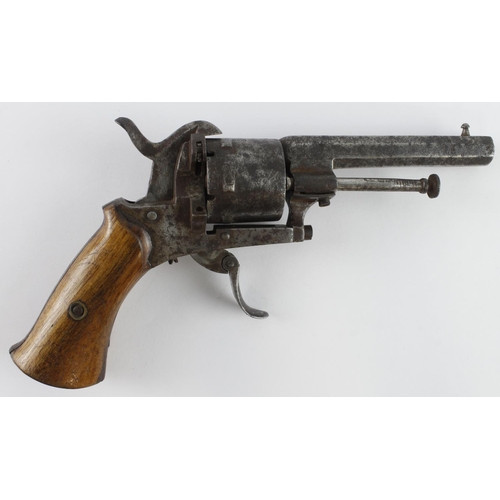 26 - Belgian 6 shot pinfire pocket revolver, calibre 7mm. Cylinder with Belgian proof mark, sidegate (mis... 