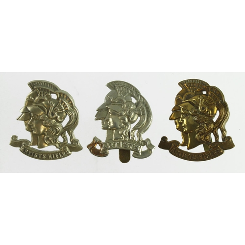 268 - Cap badges - Artist Rifles, three different