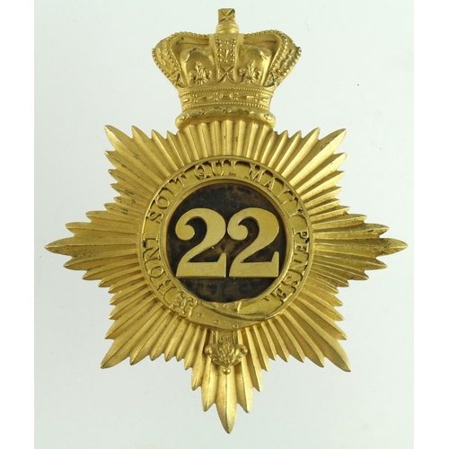 272 - Cheshire Regiment gilt officers '22' helmet plate, Victorian. Superb piece