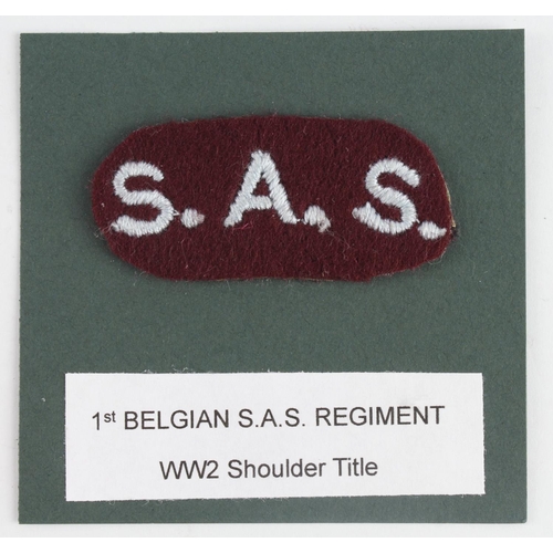 279 - Cloth Badge: 1st Belgian S.A.S. Regiment WW2 embroidered felt shoulder title badge in excellent worn... 