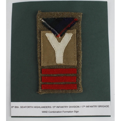 281 - Cloth Badge: 6th Battalion Seaforth Highlanders / 5th Infantry Division / 17th Infantry Brigade WW2 ... 