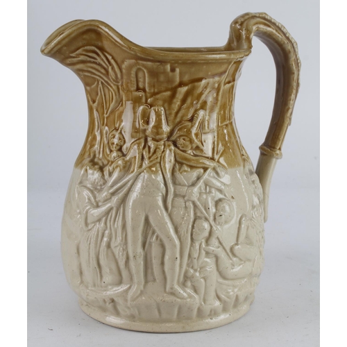 302 - Defence of Acre in 1799 by Sir Sydney Smith pottery jug (poss. Scottish) tiny crack to the handle an... 