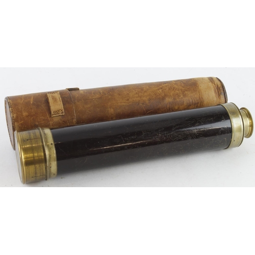 310 - Dolland of London Telescope in leather case, owner stamped 'Capt C E Elwell 2/6 S.Staffs'.