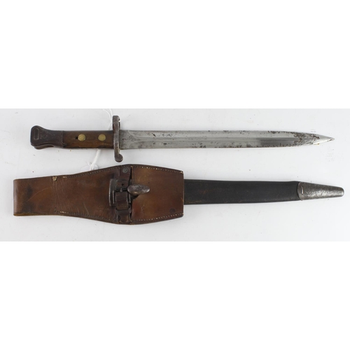 33 - British Pattern 1888 MkI bayonet 2nd type by Wilkinson London, in its MkI scabbard. Manufactured in ... 