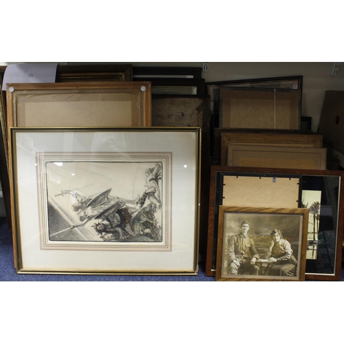 336 - Large selection of framed items, including Prints, posters, paintings, etc. Majority military relate... 