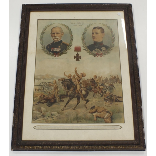 339 - Lord Roberts VC and his Son who won the VC in Boer war, a magnificent period poster detailing their ... 