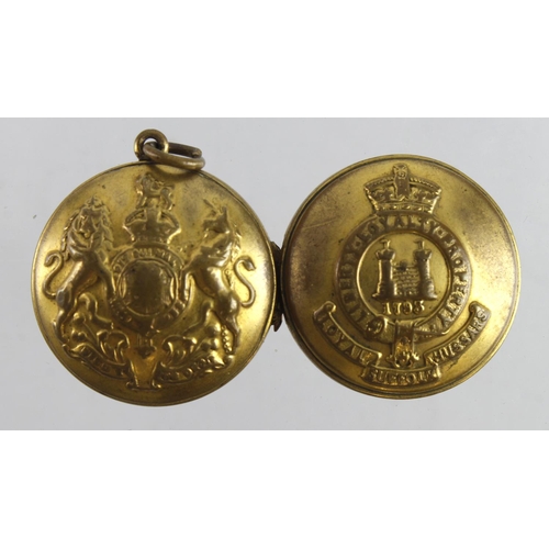 340 - Loyal Suffolk Hussars small guilt locket (WW1 or earlier)