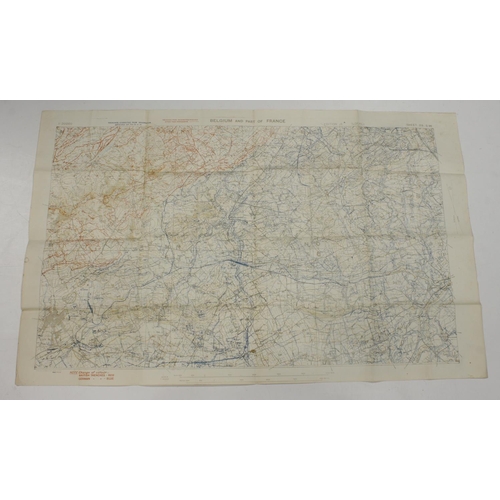 486 - WW1 trench map of Belgium and part France near kummel trenches corrected 29-8-1918 with various othe... 