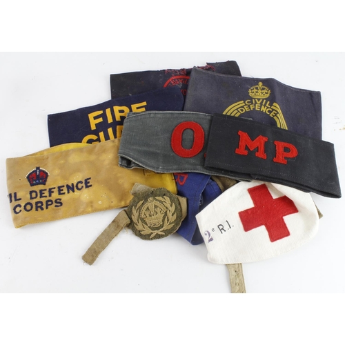 494 - WW2 British arm bands collection of military and home front.