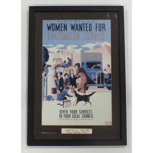 502 - WW2 framed original poster Women’s Voluntary Service.