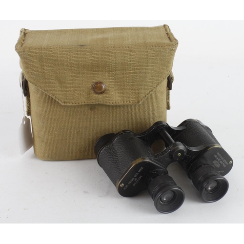 511 - WW2 pair of Kershaw Army binoculars dated 1942 in their 1940 dated webbing case.