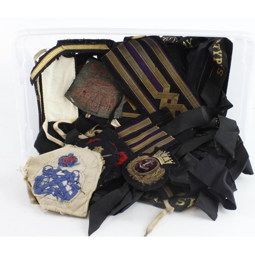 518 - WW2 Royal Naval cloth badges and hat tally’s etc.