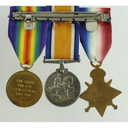 547 - 1915 Star Trio (17364 Pte W H Rees Welsh R) Killed in Action by a sniper, serving with the 14th Bn o... 