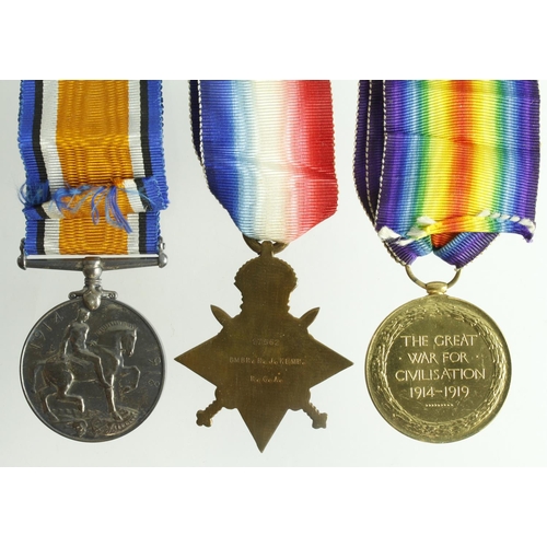 548 - 1915 Star Trio (17562 Bombr H J Kemp RGA) served No 61 Co.  (3)