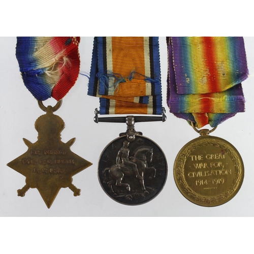 551 - 1915 Star Trio (CH.14330 Pte G W Brown RMLI) with copied research, born Walworth, London. (3)