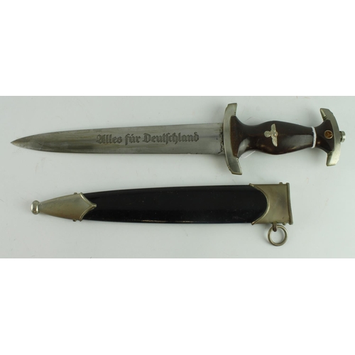 59 - German SA dagger with black painted scabbard, blade maker marked 'F.Herder A.S. Solingen'. Crossguar... 