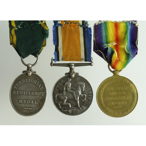 591 - BWM & Victory Medal (24380 Pte A Whiting D of Corn L.I.) and Territorial Efficiency Medal GV (543203... 