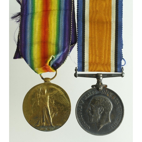 597 - BWM & Victory Medal (4661 Pte C Rogers Hamps R) served 1/4 Bn.  (2)