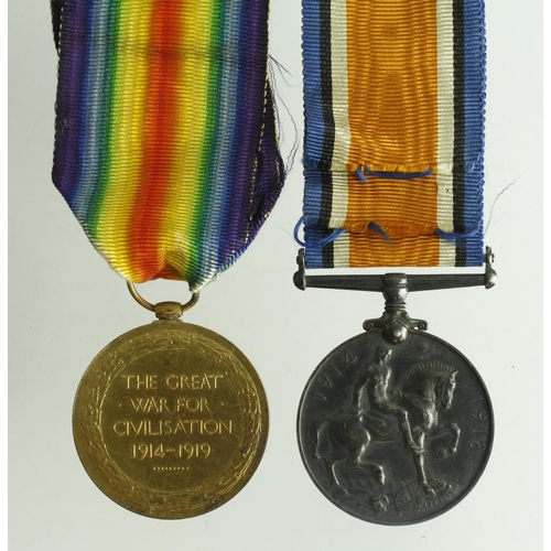 597 - BWM & Victory Medal (4661 Pte C Rogers Hamps R) served 1/4 Bn.  (2)