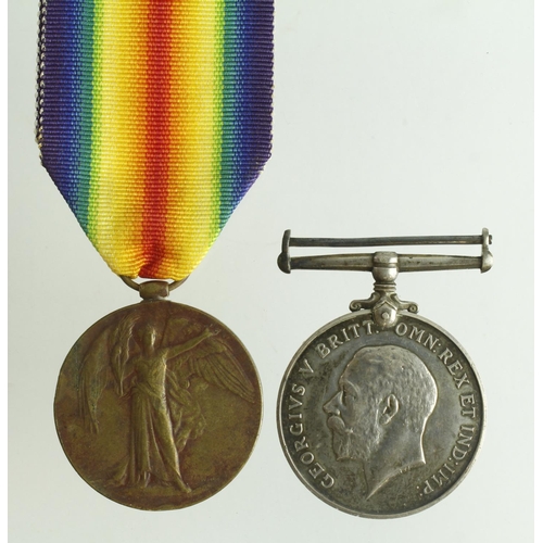 612 - BWM & Victory Medal for (118479 Pte.2. W J Rowlands RAF).   (2)