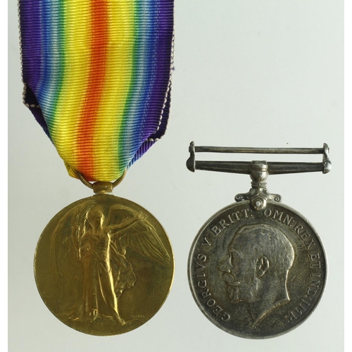 613 - BWM & Victory Medal for (M2/147388 Pte C Knowles ASC). Entitled to Silver War Badge  (2)