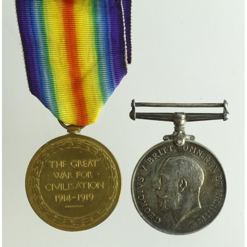 613 - BWM & Victory Medal for (M2/147388 Pte C Knowles ASC). Entitled to Silver War Badge  (2)