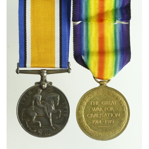 616 - BWM & Victory Medal to (110758 Gnr H C Fuller RA)  (2)