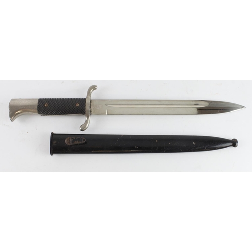 63 - German WW2 Fireman’s dress dagger blade maker marked WKC in its black painted scabbard.