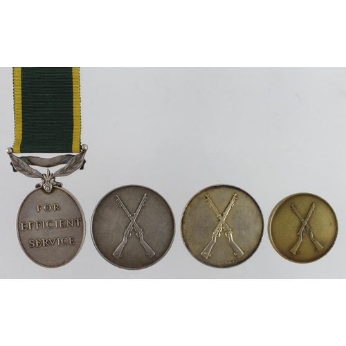 652 - Efficiency Medal QE2 with Territorial clasp (T/22555901 Cpl A K Gallon RASC) with three shooting med... 