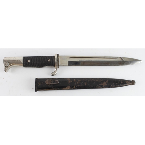 67 - German WW2 Police short blade dress bayonet blade maker marked EMIL VOOS Solingen in its black paint... 