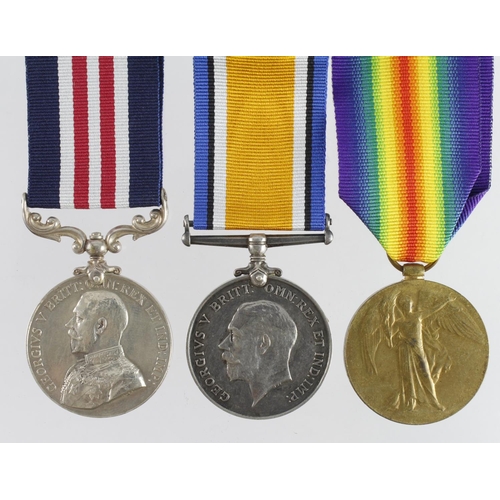 740 - Military Medal GV, BWM & Victory Medal for 20874 Sjt F W Button 18/Bn Lancashire Fus. L/G 17/6/1919 ... 