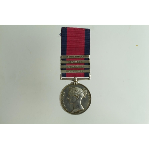 742 - Militray General Service Medal 1848 with bars Pyrenees / Nivelle / Orthes / Toulouse correctly named... 