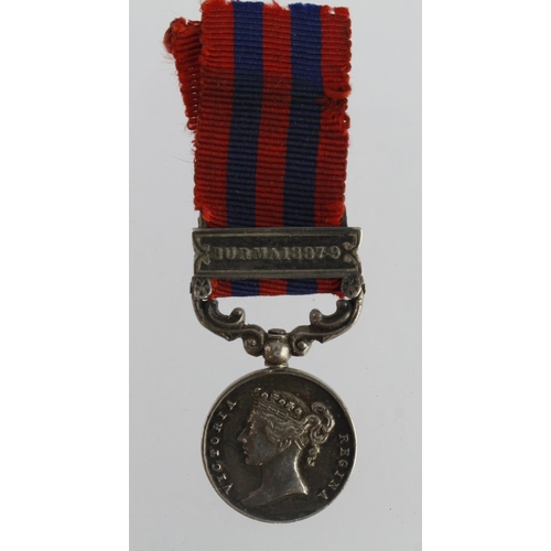 747 - Minature Medal - India General Service Medal 1854 with Burma 1887-9 clasp, a nice early medal