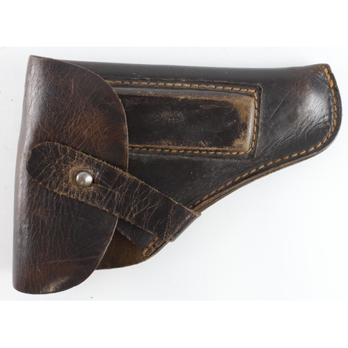 75 - Holster - flap top in brown leather for the Walther P.P. (Police Pistole) in GC