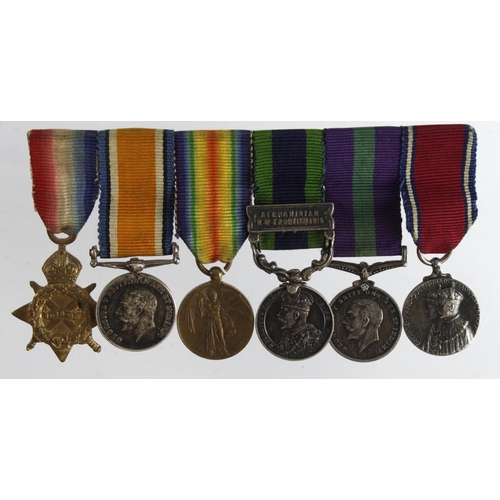 752 - Minature Medal group mounted as worn - 1915 Star Trio, IGS GV with Afghanistan NWF 1919 clasp, GSM G... 