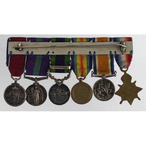 752 - Minature Medal group mounted as worn - 1915 Star Trio, IGS GV with Afghanistan NWF 1919 clasp, GSM G... 