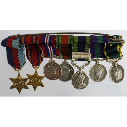 753 - Minature Medal group mounted as worn - 1939-45 Star, Burma Star, Defence & War Medal, IGS GV with NW... 