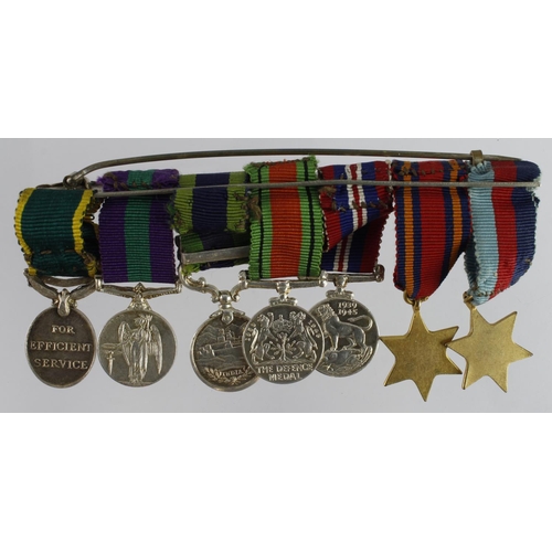 753 - Minature Medal group mounted as worn - 1939-45 Star, Burma Star, Defence & War Medal, IGS GV with NW... 