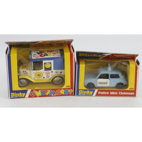 103 - Dinky. Two boxed Dinky models, comprising 'Police Mini Clubman' (no. 255) & 'Happy Cab' (no. 120)