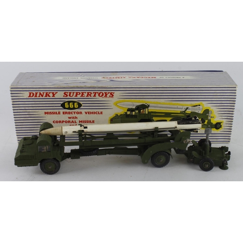 104 - Diny Supertoys, no. 666 'Missile Erector vehicle with Corporal Missile and Launching Platform, conta... 