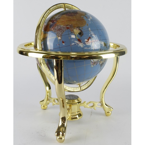 122 - Lapis globe, with assorted minerals and semi-precious stones, total height 36cm approx.