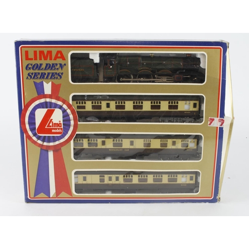 296 - Lima Golden Series OO gauge 'King George V' locomotive and three coach set (L109706), contained in o... 