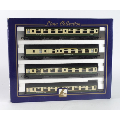 297 - Lima OO gauge Four Passenger Coach set 'West Highland Line', contained in original box