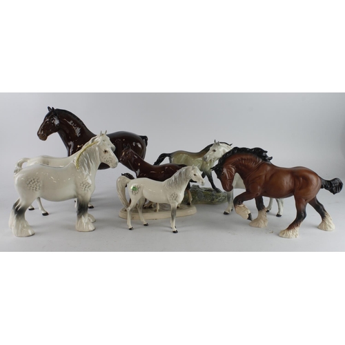 351 - Beswick. Eight Beswick Horse figures, tallest 25cm approx.