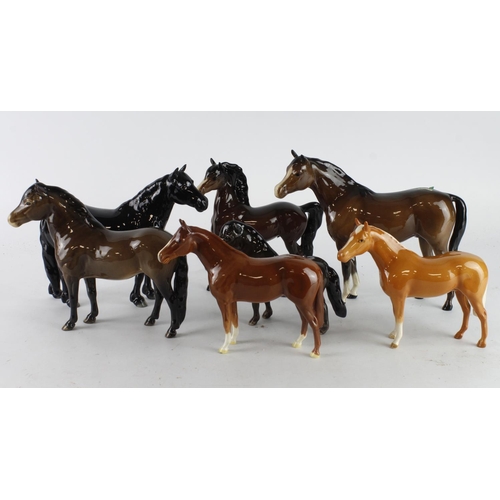 359 - Beswick. Seven Beswick Horse figures, tallest 18.5cm approx.